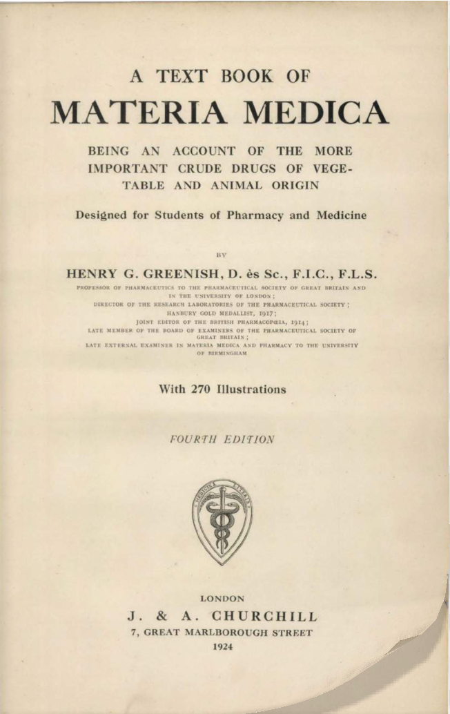 A Text Book of Materia Medica